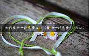 挽回一段感情绝招